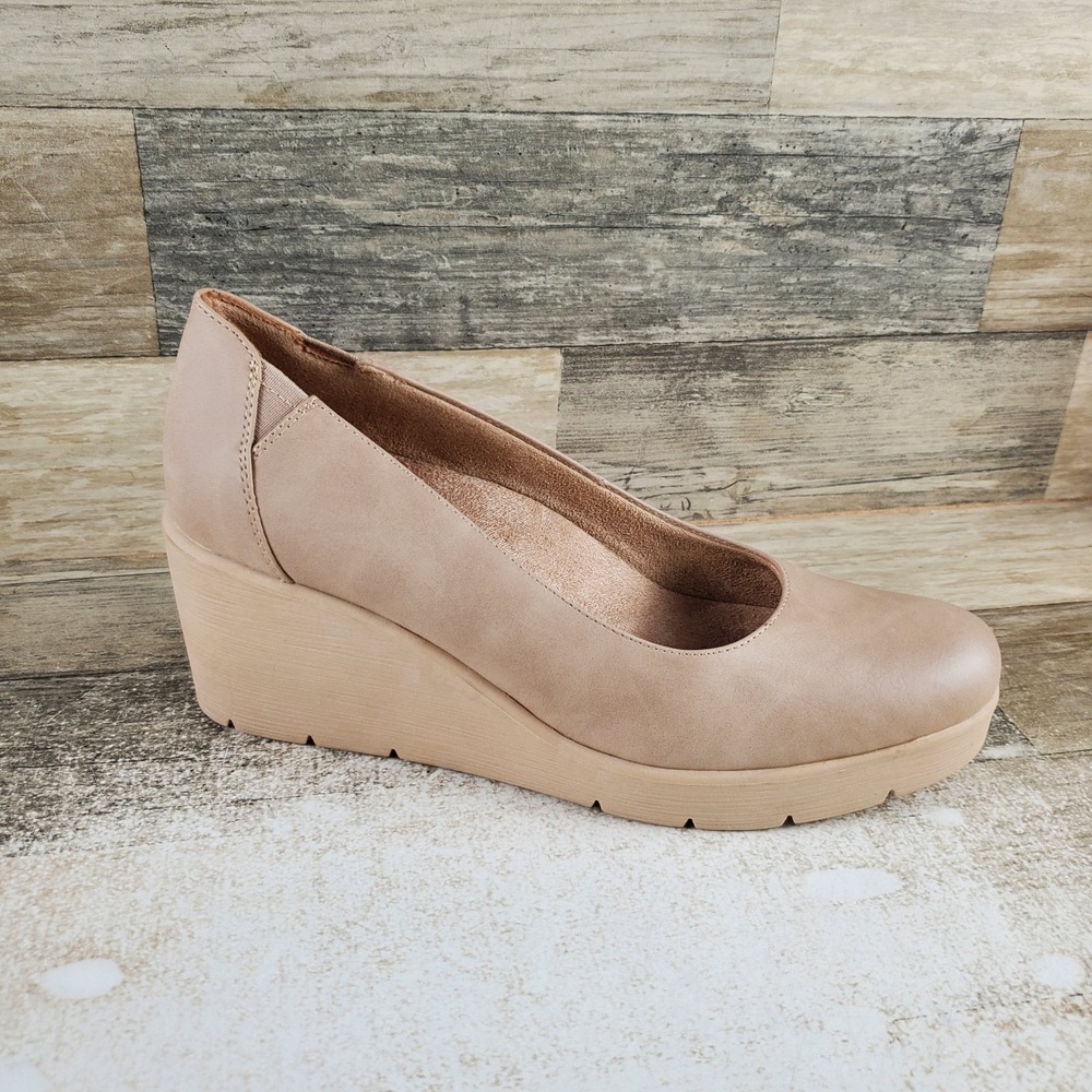 Soul Naturalizer About Time Womens Wedge Pump Sz 8 M Warm Taupe Tan Faux Leather
